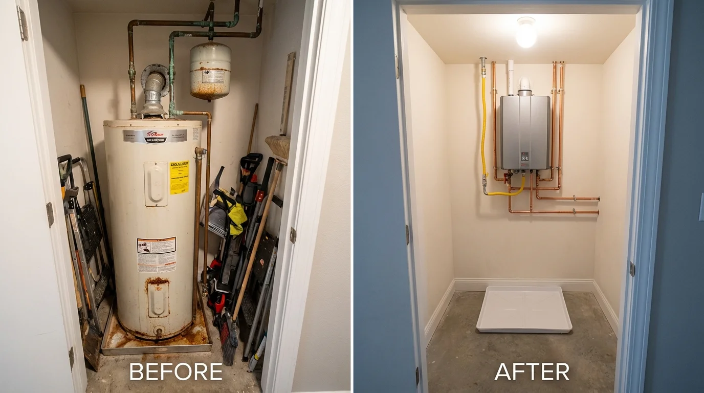 Tank water heater versus wall-mounted tankless unit comparison for Sweetwater, TX homeowners